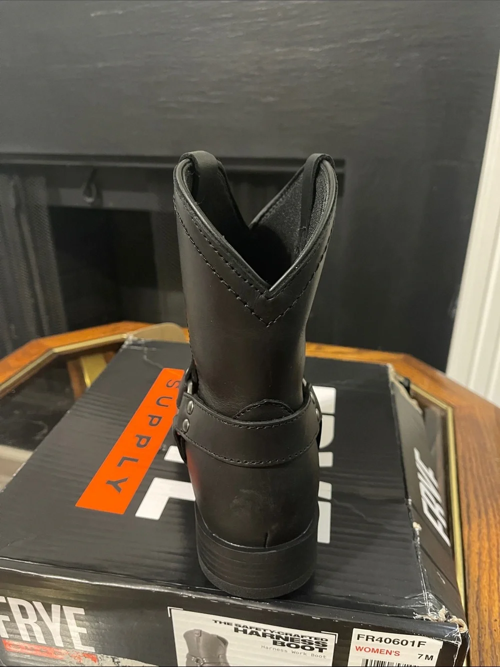 Frye Black Short Harness Leather Boot